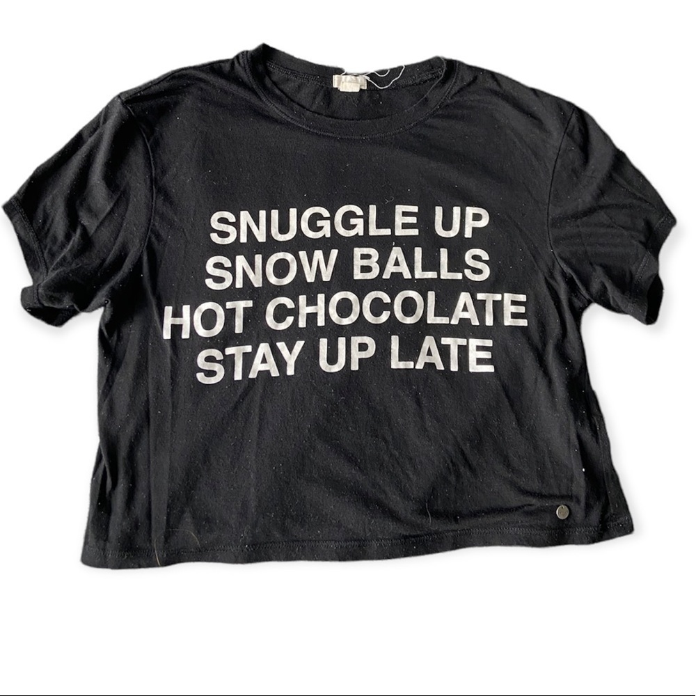 Garage Black and White Graphic Crop Top Winter/Christmas Theme